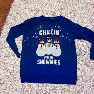 Repartee 1X Blue Sweater “Chillin with my Snowmies”